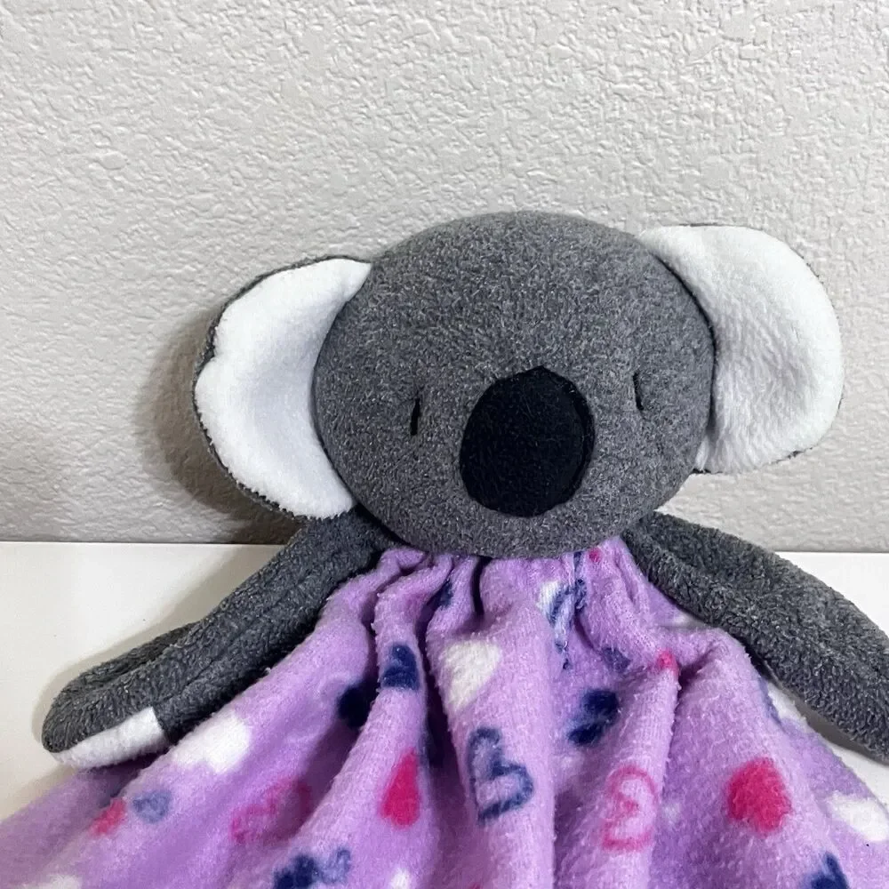 Cuddly Creations Koala Bear Security Blanket Lovey Lovie Purple Hearts Australia